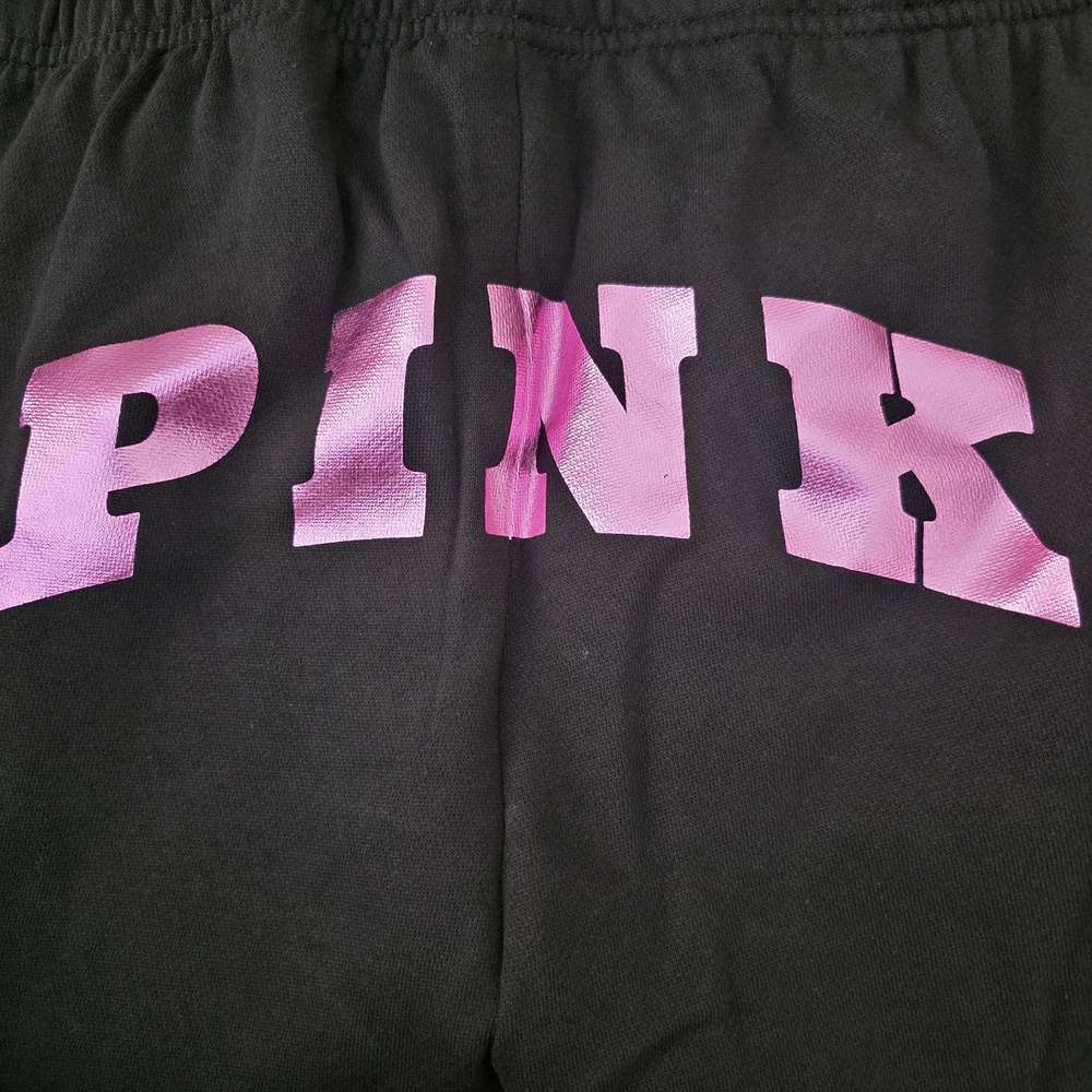 PINK Victoria's Secret Black Lounge Pants with Pink Accent